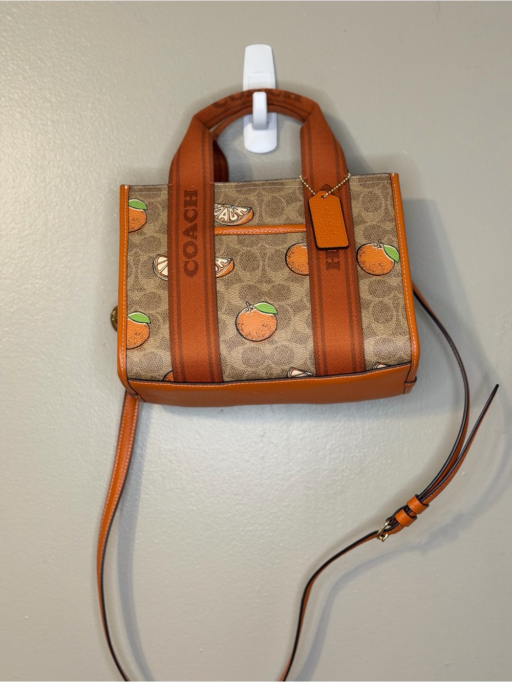Coach Smith Tote 24 Signature Canvas Orange Print NWT